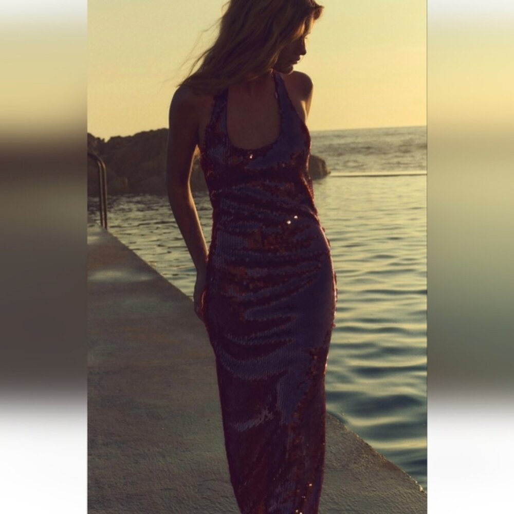 ZARA SEQUIN HALTER DRESS